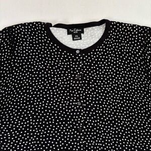 Nue Options Black and White‎ Polka Dot Button Down cardigan sz xl petite